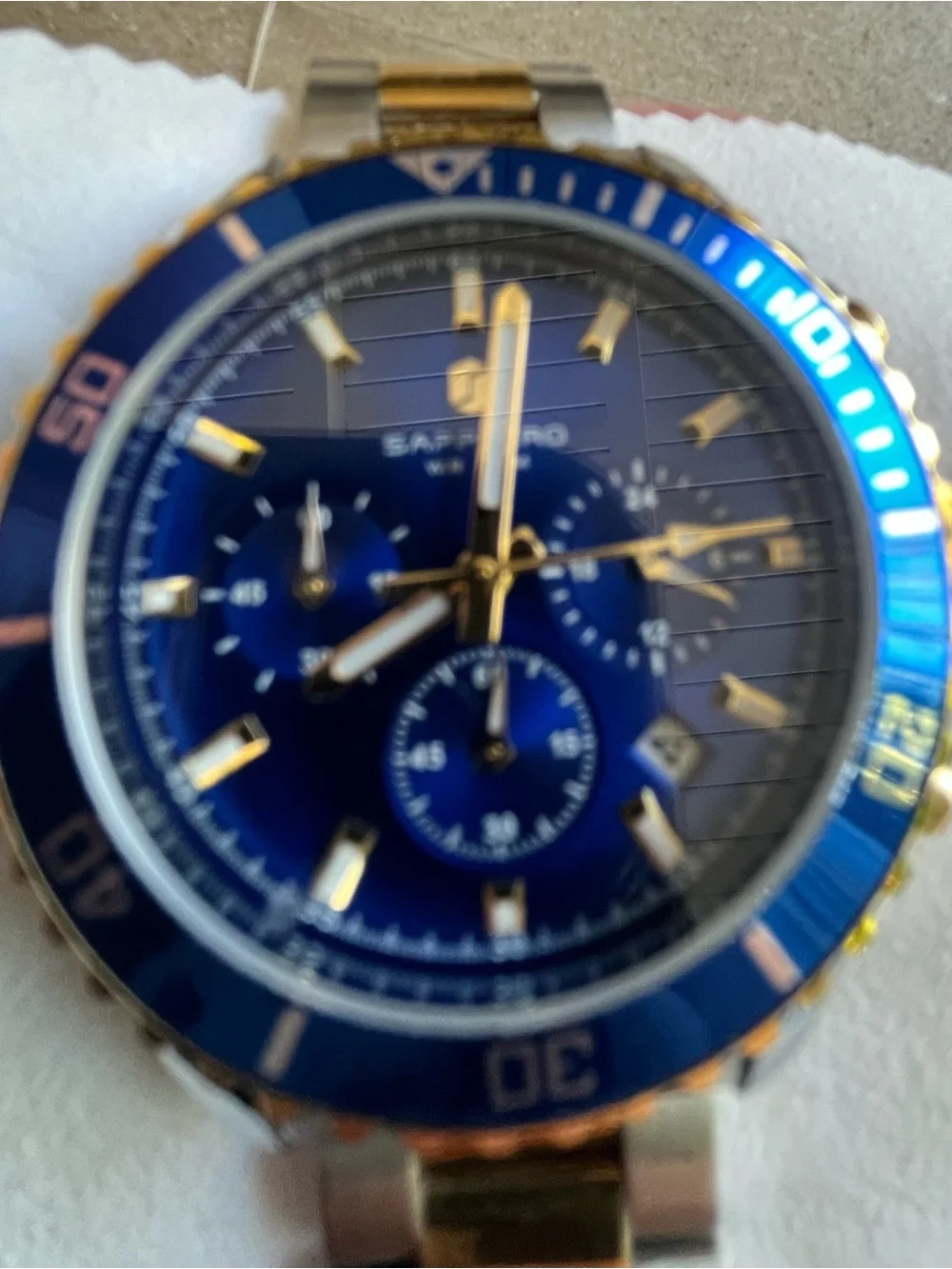 Sapphire Blue & Gold Chronograph Dive Watch